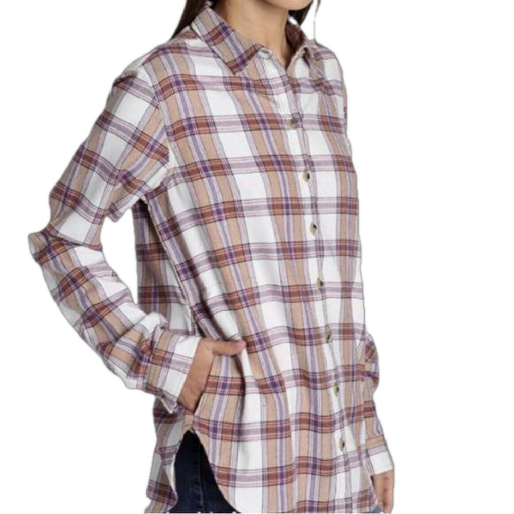 JACHS GIRLFRIEND New York Women Cozy Flannel Long Sleeve Shirt Shacket Large